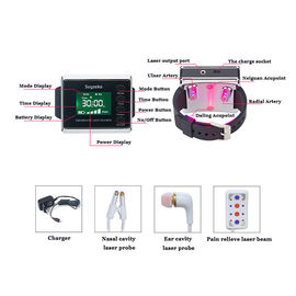 Dispositivo del alivio del dolor del laser de la curación de la diabetes, color rojo y azul del reloj de la terapia del laser